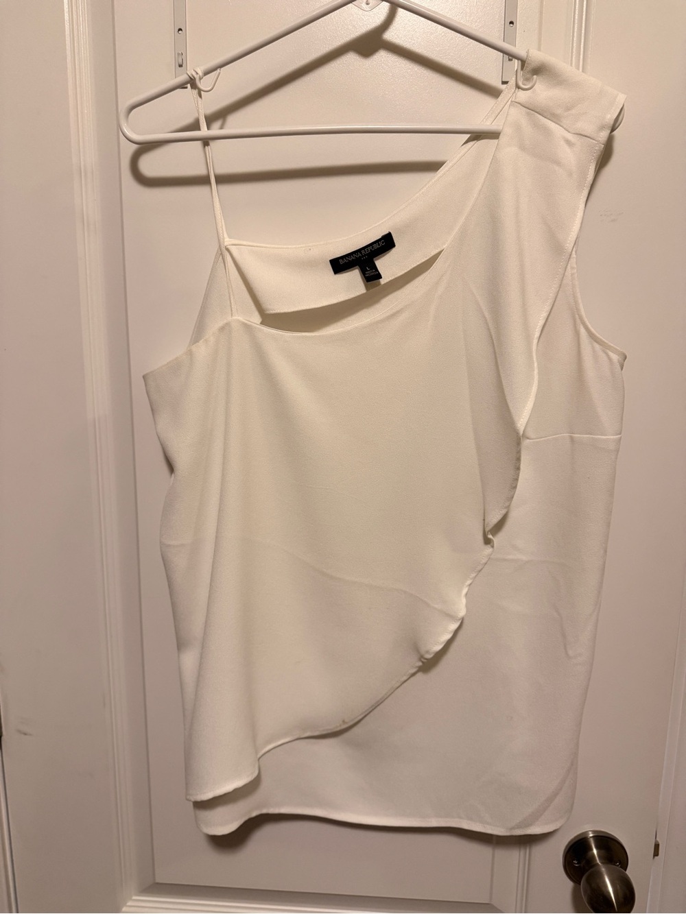 Banana Republic Cream One-Shoulder Ruffle Camisole